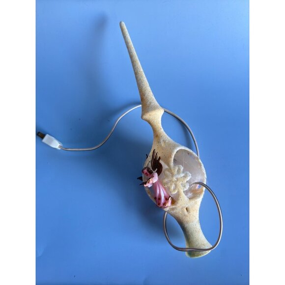 Vintage Lucite White Flocked Pink Angel Christmas Tree Topper Lighted Rare - Picture 8 of 13